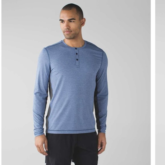 lululemon athletica Other - LULULEMON T.H.E. Henley Long Sleeve Workout Top in Dark Cobalt Size Large